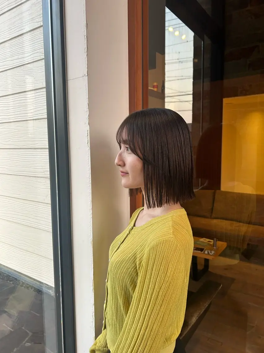 ミディアム カラー パーマ ミディアムパーマ ボブ ストレートパーマ 縮毛矯正 村松 麻菜のヘアスタイル