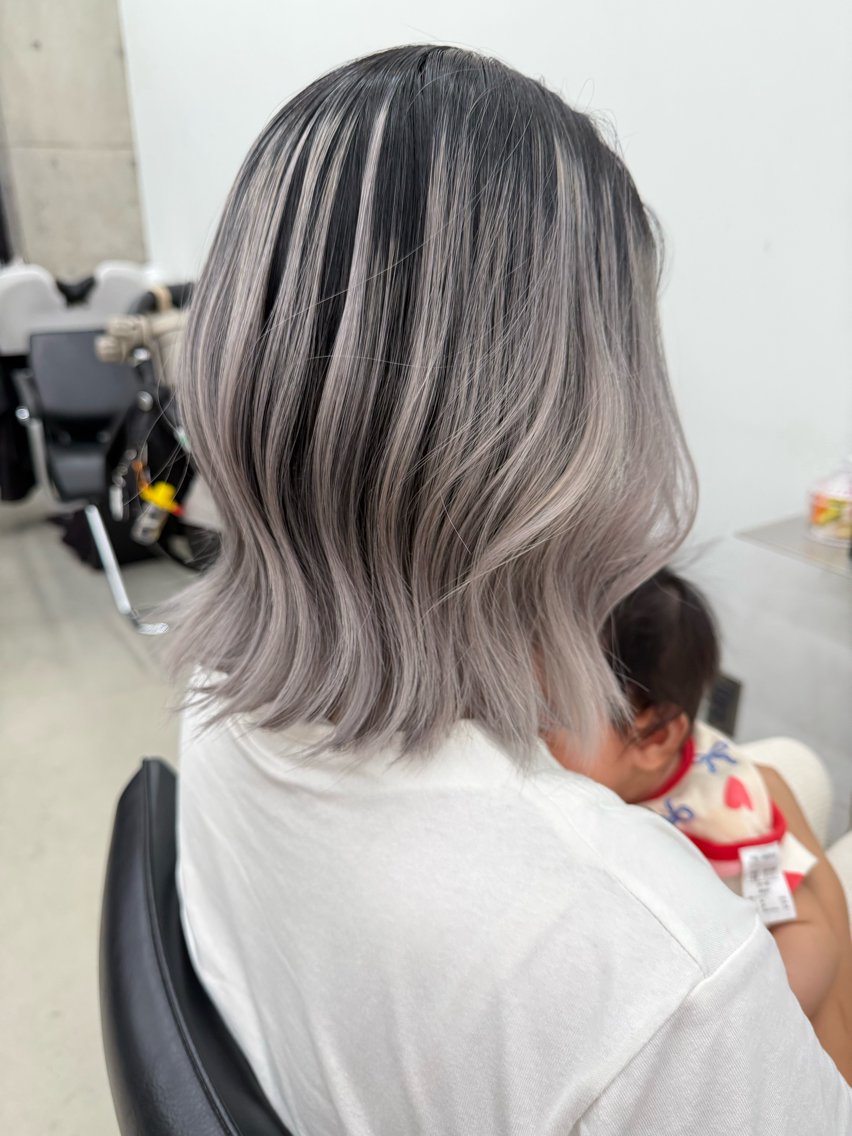 セミロング カラー バレイヤージュ レイヤーカット ヘアカラー Kazuki/名古屋 ブリーチ/髪質改善のヘアスタイル