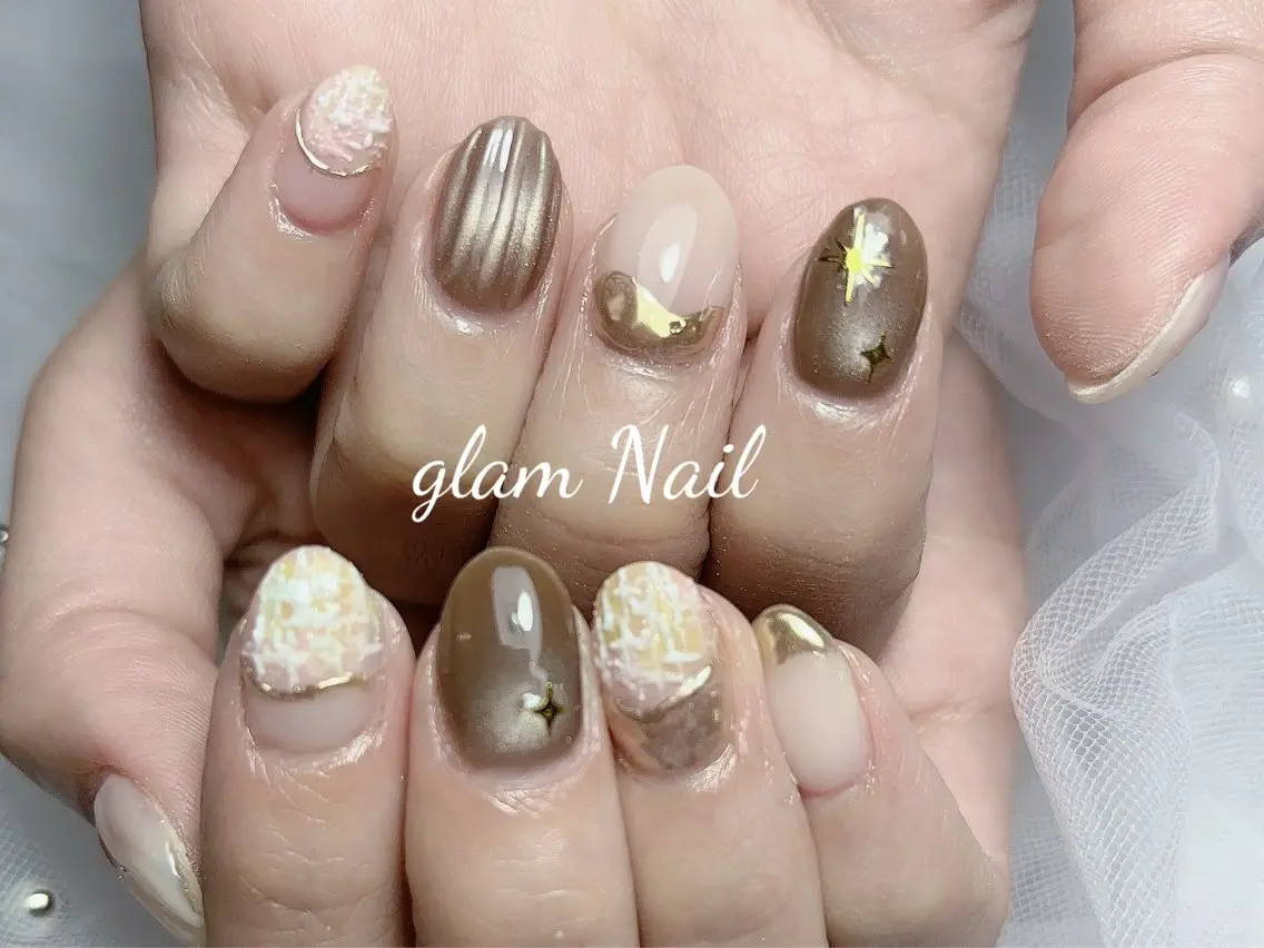 ネイル ハンドネイル エツメ💅 長さ出し🎀デザインのネイルデザイン