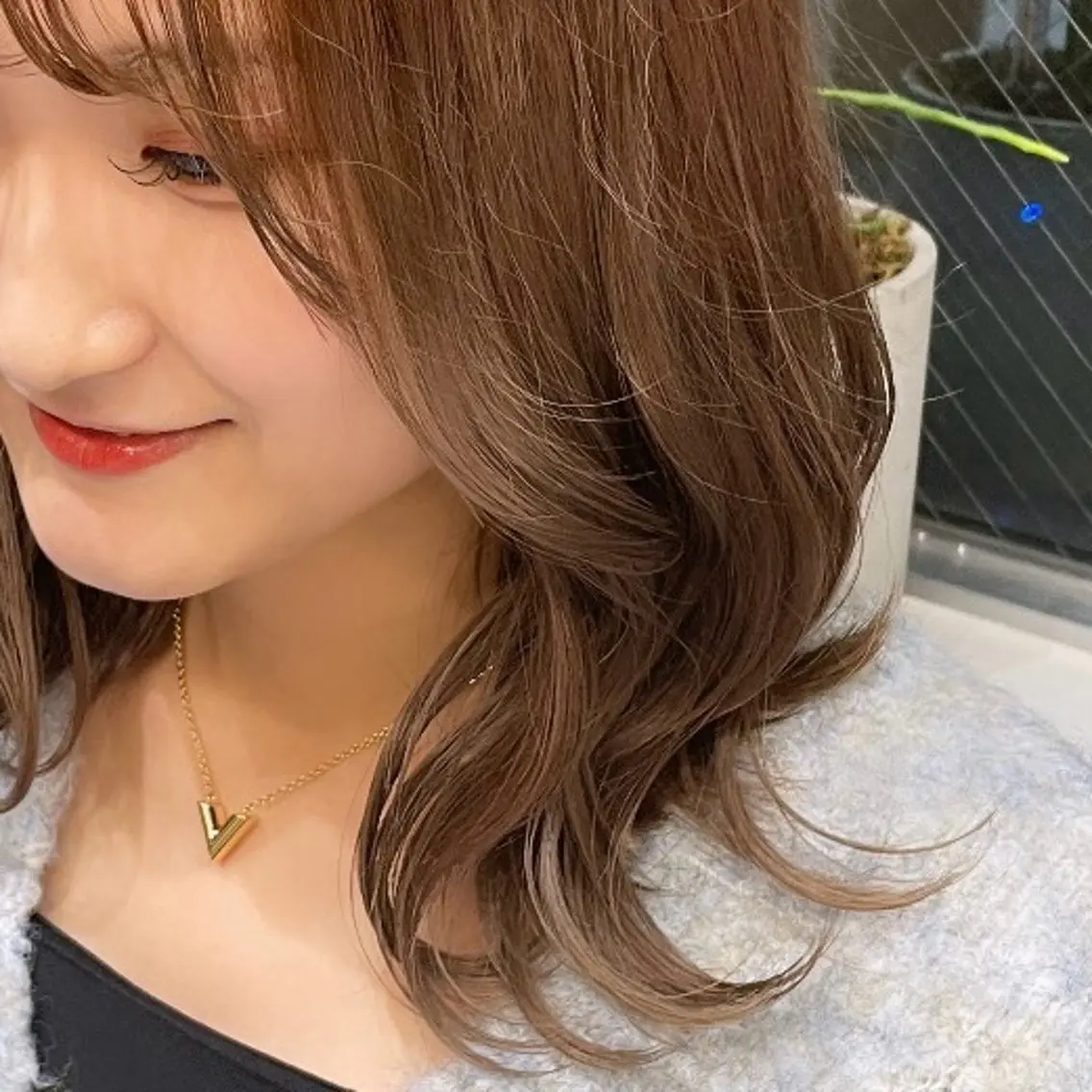 ミディアム カラー ベージュカラー 透明感カラー ココアベージュ Rui/透明感カラー 暖色/レイヤーカットのヘアスタイル
