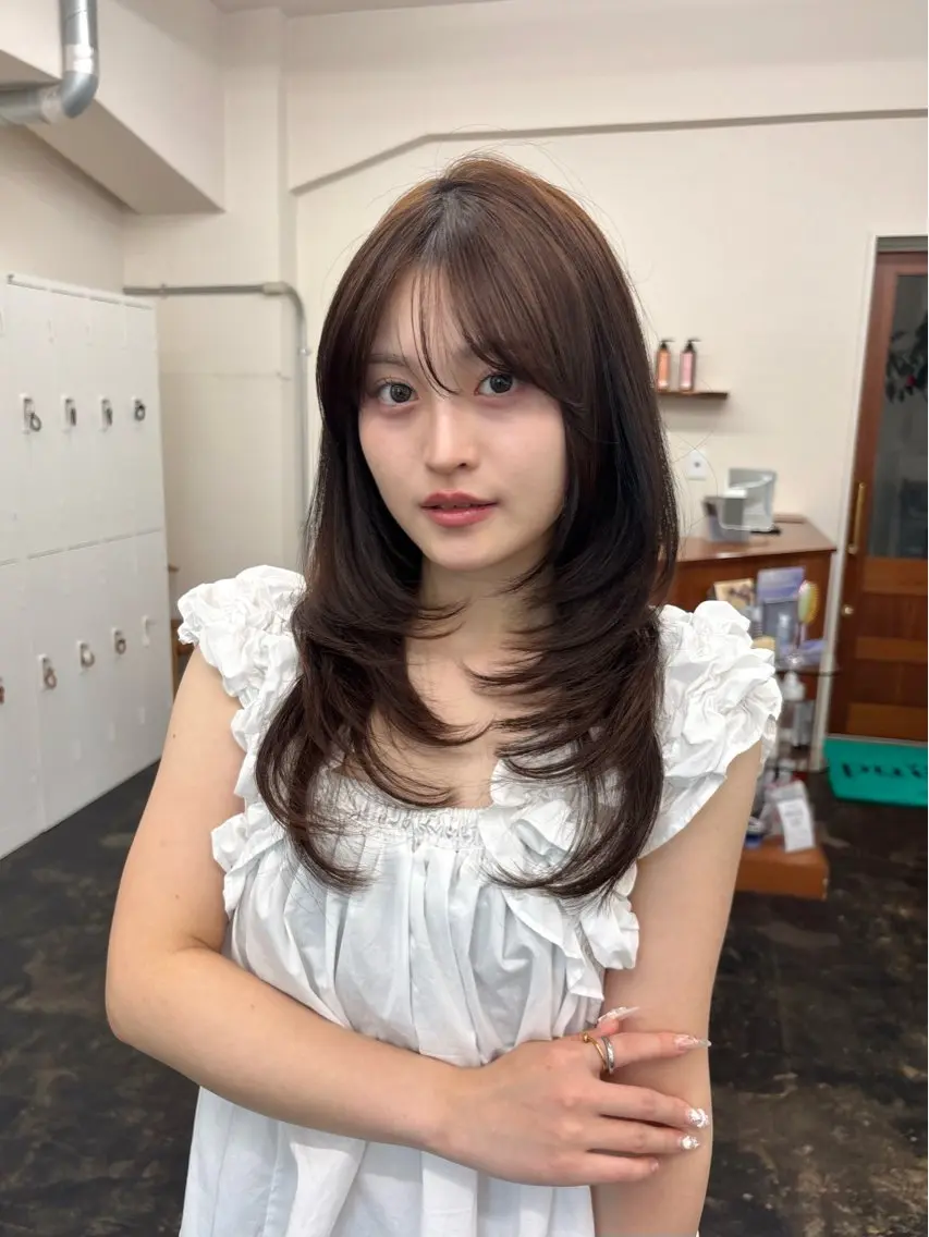 ロング カット ヘアカラー トリートメント 透明感カラー/顔周り カット/ののか💞のヘアスタイル