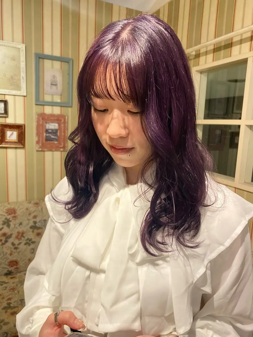 セミロング カラー ブリーチ カット ヘアカラー LUVISM新潟🎀 透明感カラー/ミユのヘアスタイル