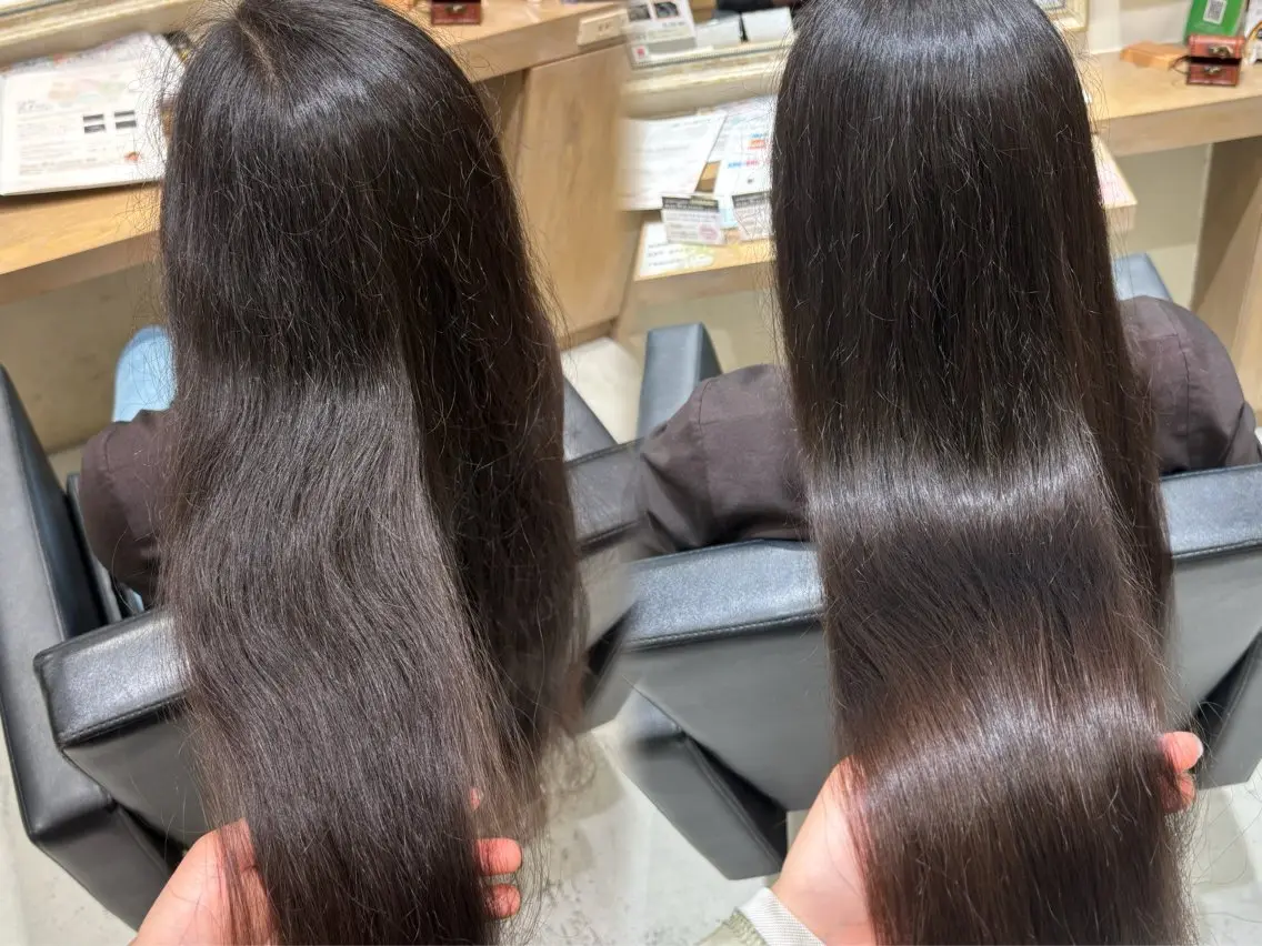 ロング トリートメント 透明感グレージュ/ 縮毛矯正/静岡のヘアスタイル