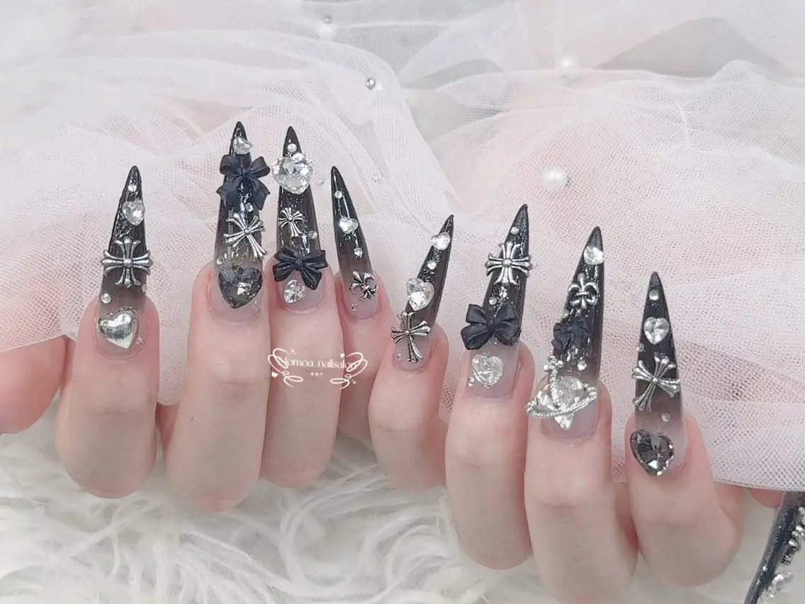 ネイル 成人式 大理石ネイル(マーブル) リボン 夏ネイル ネイルチップ ハンドネイル MoMoA Nail ネイル長さ出し専門店のネイルデザイン