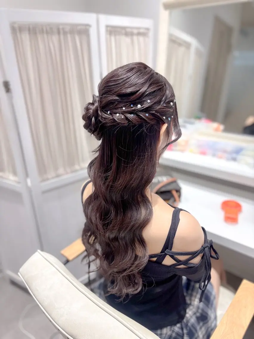 セミロング ヘアアレンジ ヘアセット ⭐︎moe 【ヘアセット🧸】のヘアスタイル
