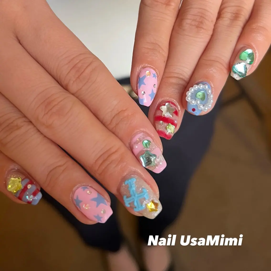 ネイル アートネイル ジェルネイル パラジェル ピンク ハンドネイル 本町ネイルNail UsaMimiのネイルデザイン