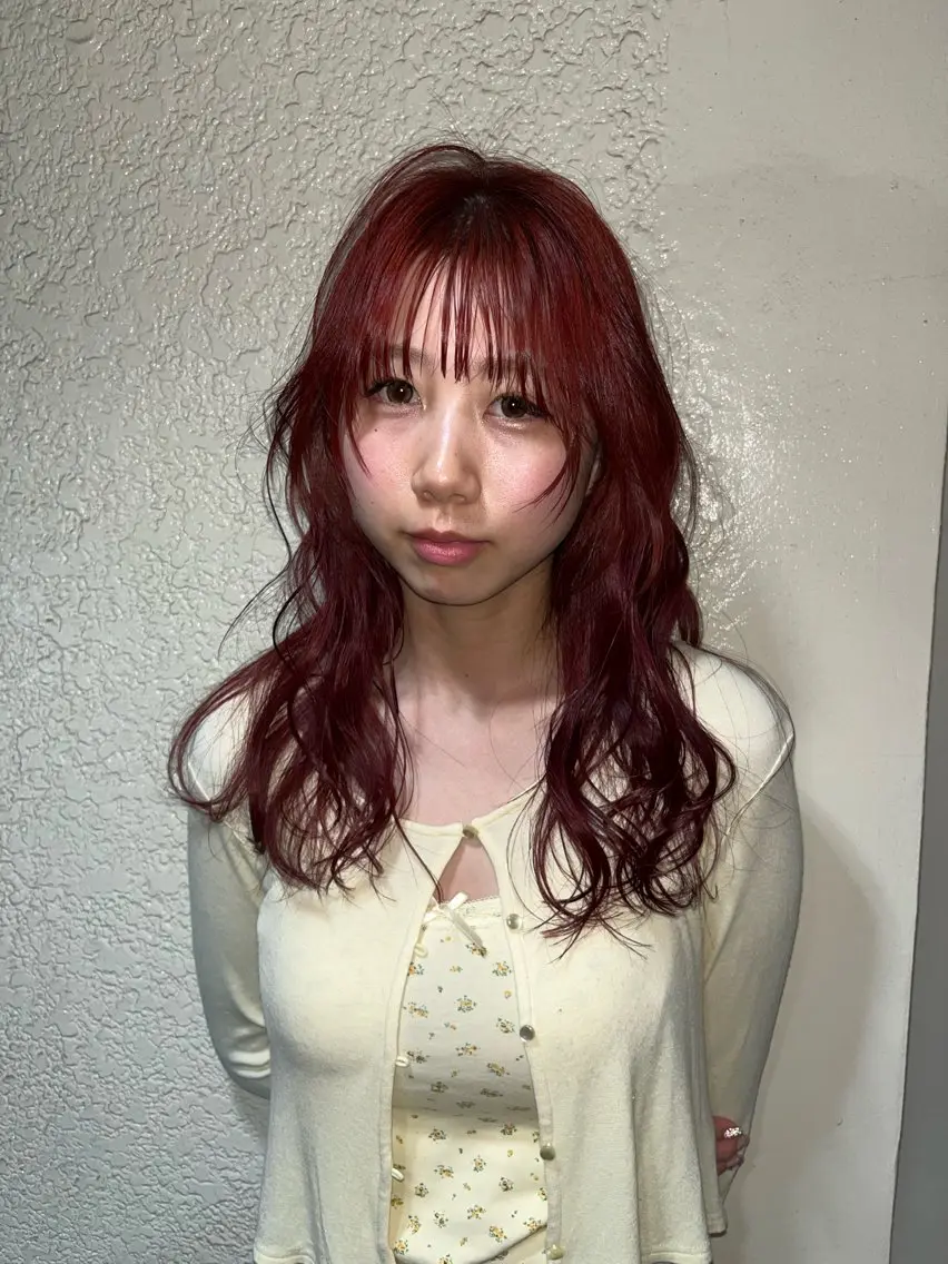 セミロング カラー ブリーチ ダブルカラー レッドカラー ヘアカラー 似合わせパーマ/ 山本銀次郎のヘアスタイル