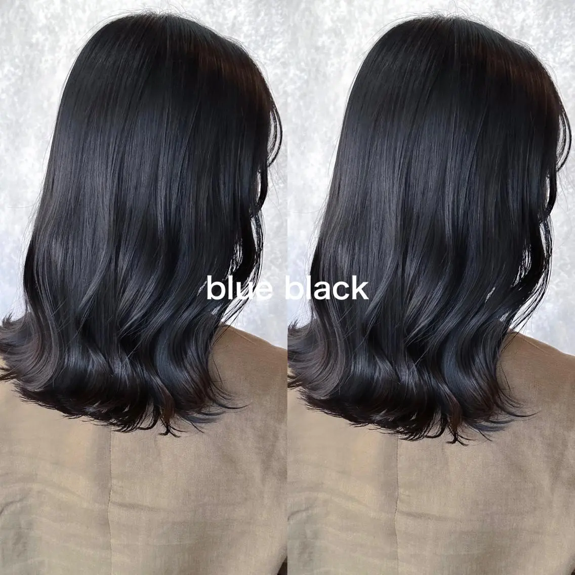 ミディアム カラー 黒髪 ブルーカラー ブルーブラック ヘアカラー トリートメント レイヤー/高橋 みく /池下/千種のヘアスタイル