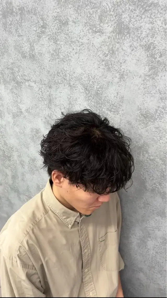 パーマ メンズ カット パーマ ✅シャドウ/フェザー パーマメンズりつきのヘアスタイル