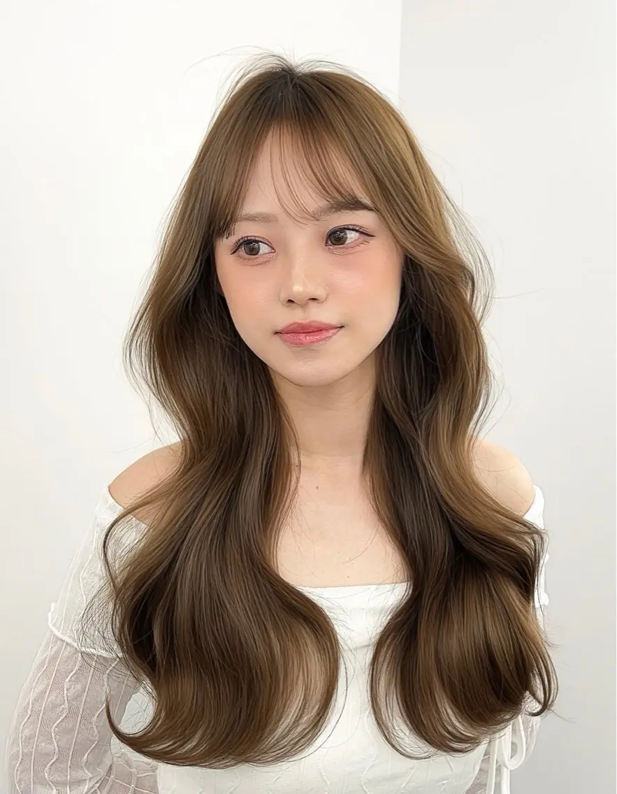 ロング カラー くびれヘア 顔周りカット 韓国風ヘア レイヤーカット 小顔カット カット ヘアカラー トリートメント 韓国ヘア/顔周り ヘアセット/加藤優里のヘアスタイル