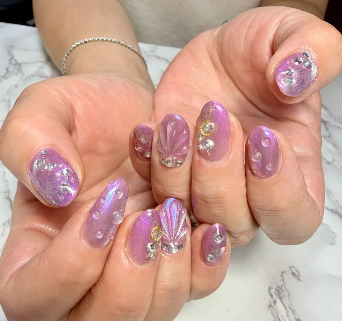 ネイル アニマル柄 アートネイル チークネイル フラッシュネイル フラッシュマグ Mai’s nailのネイルデザイン