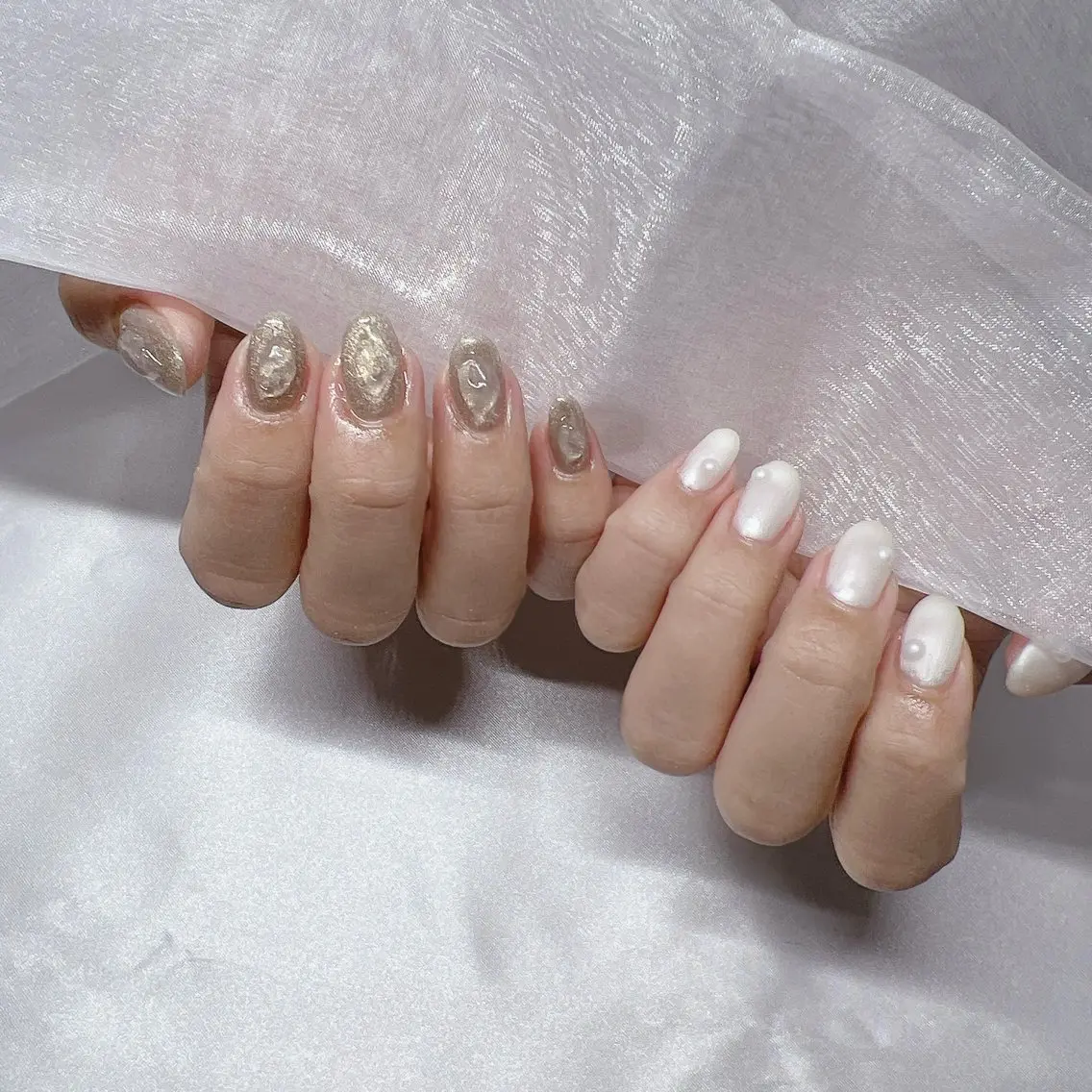 ネイル ジェルネイル 韓国ネイル ラメ(グリッター) マグネットネイル 持ち込み ハンドネイル nail salon Rewardのネイルデザイン