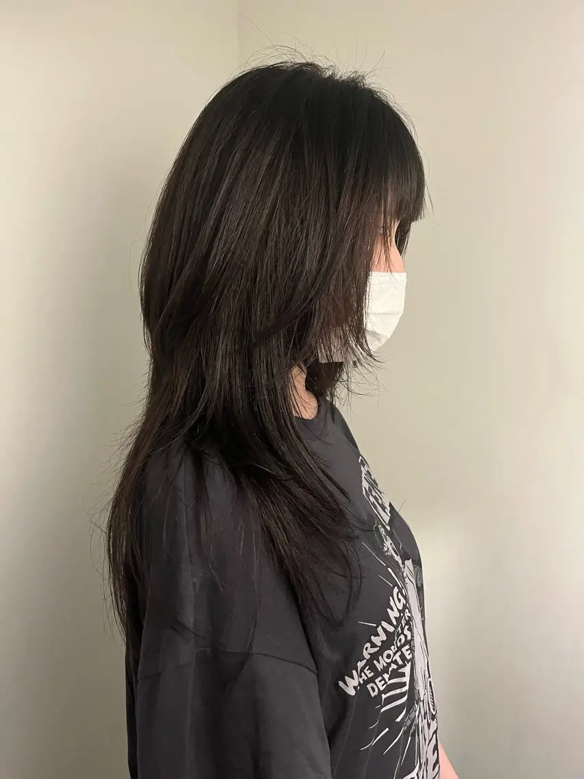 ロング ハッシュカット ロング Airi 韓国y2k ハイレイヤーのヘアスタイル