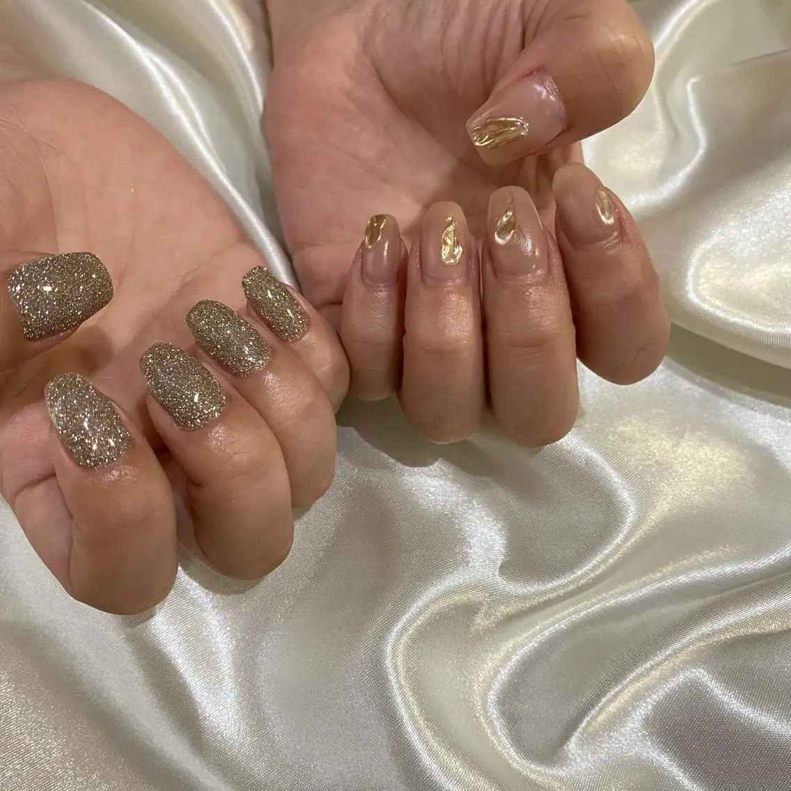 ネイル フラッシュネイル ラメ(グリッター) ハンドネイル 西岡 杏のネイルデザイン