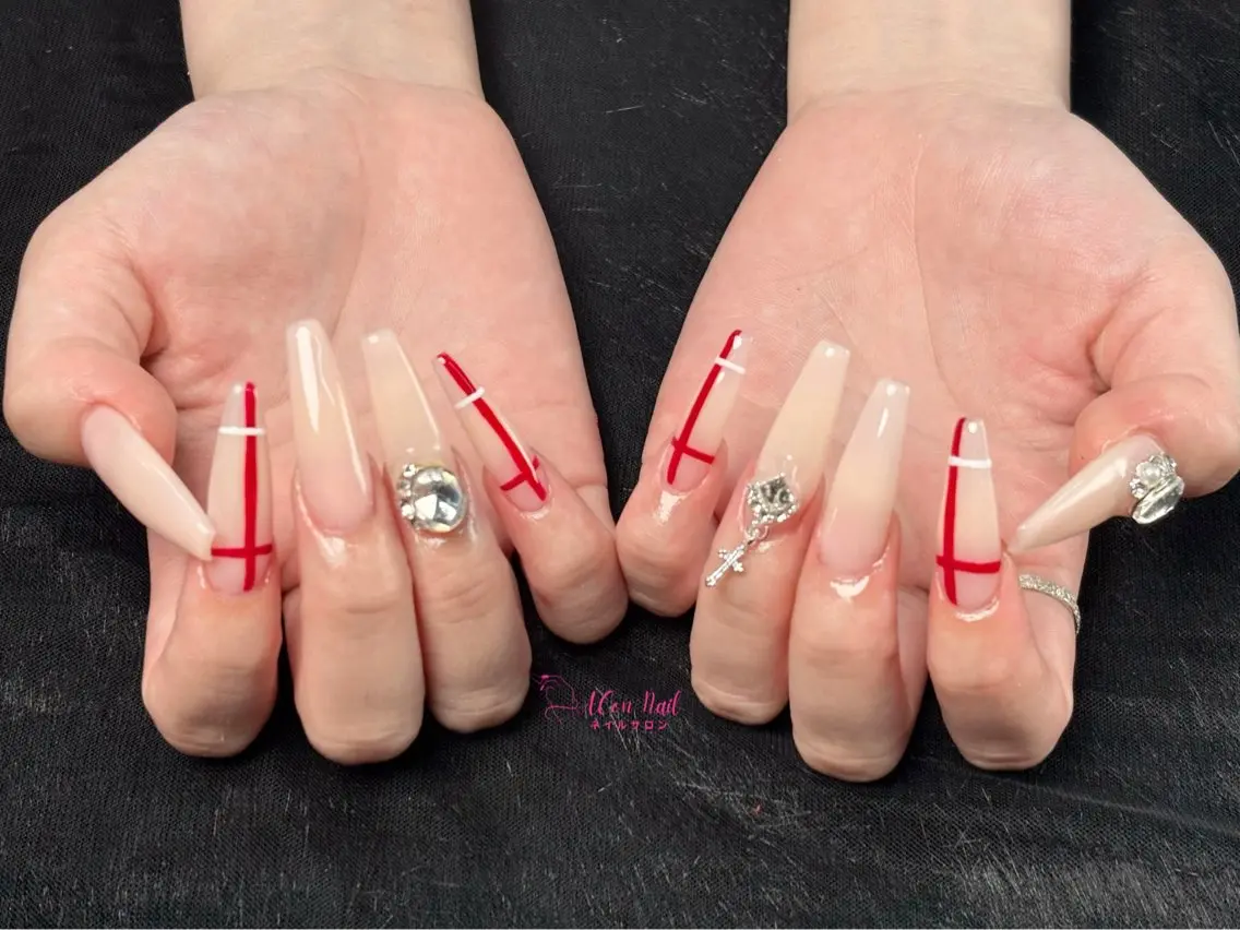 ネイル 桜ネイル 長さ出し フラワーネイル フレンチネイル ジェルネイル ハンドネイル ACon NailSalonのネイルデザイン