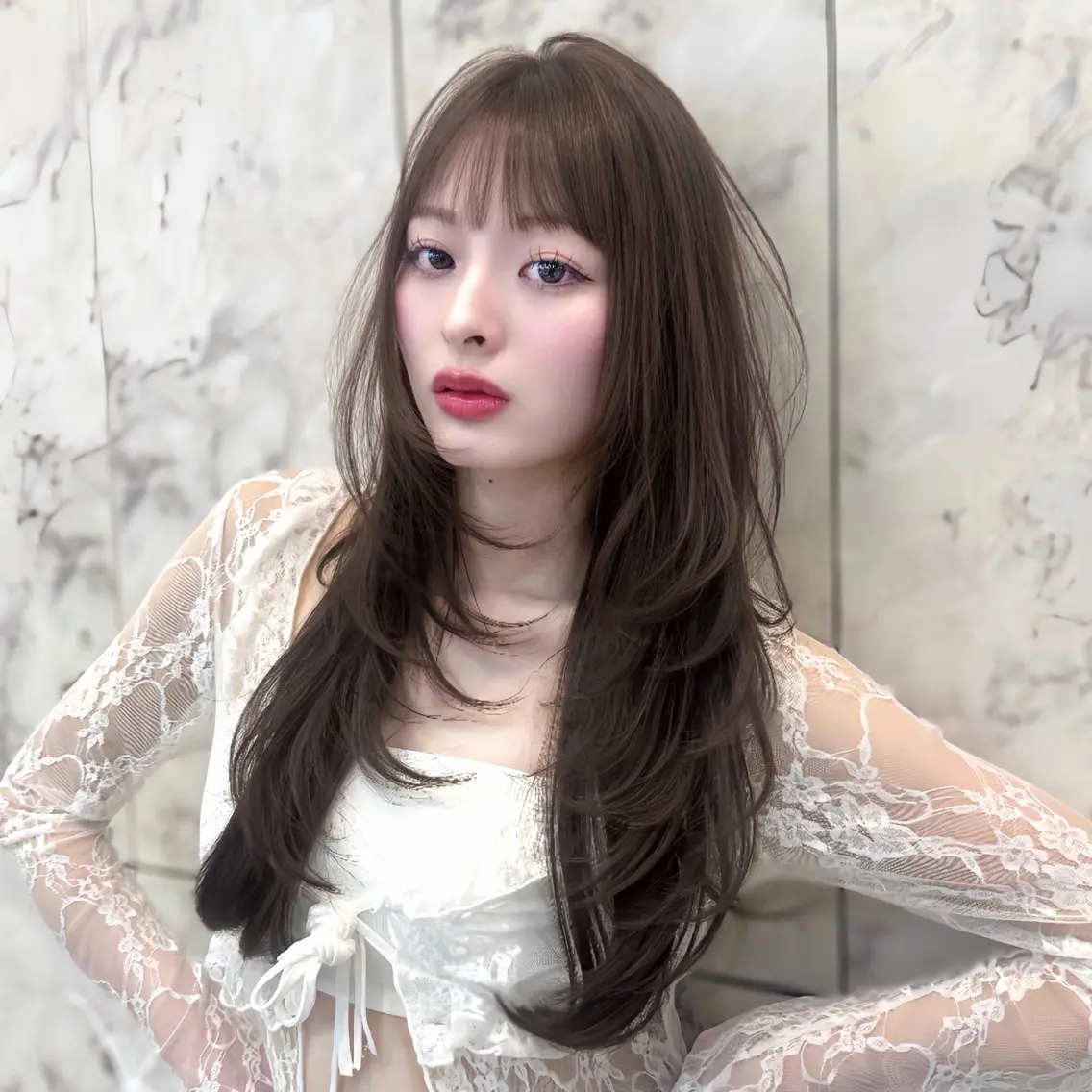 ロング カラー カット ヘアカラー トリートメント 新宿/韓国レイヤー 髪質改善カラー/角所のヘアスタイル