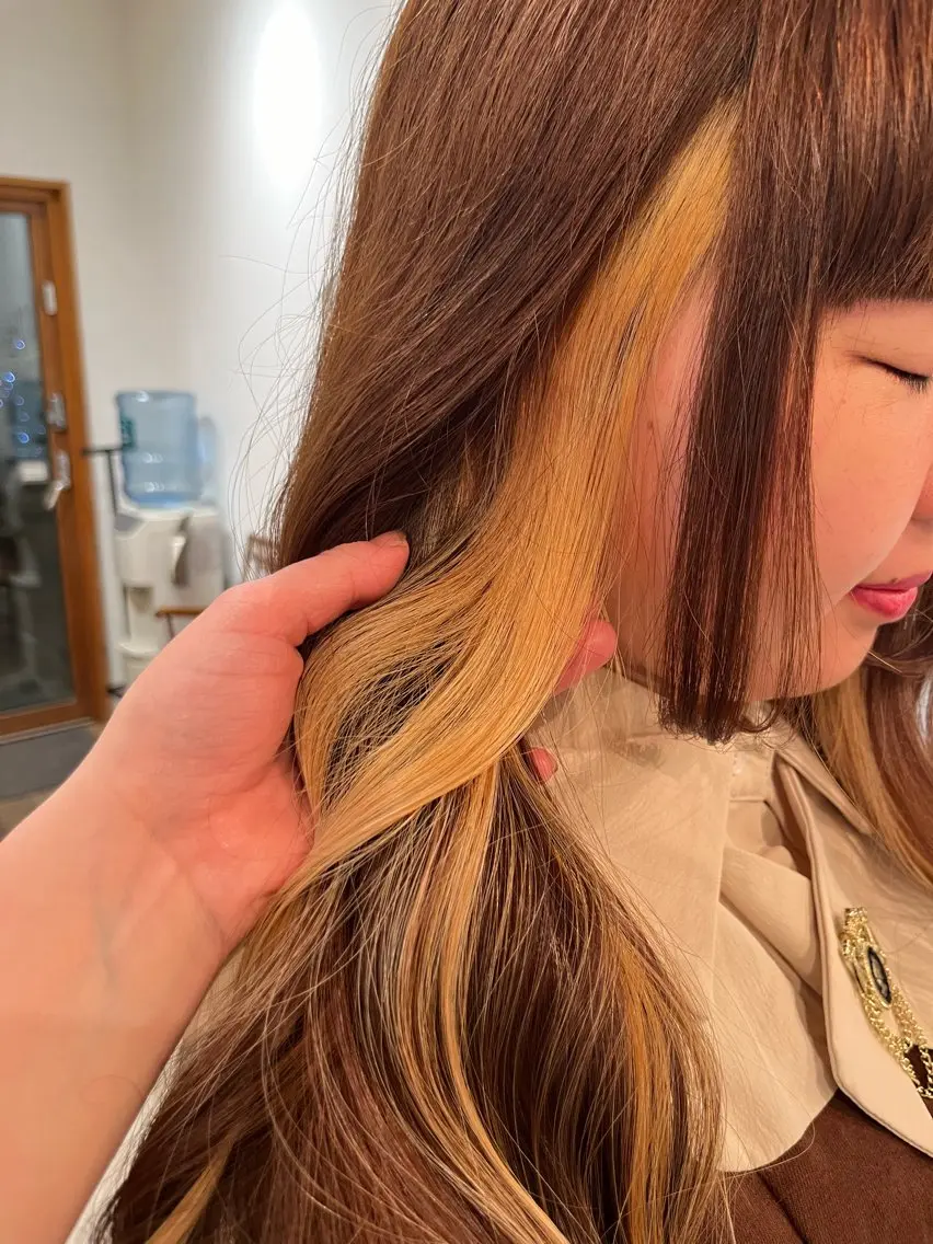 ロング ハイライト ヘアカラー トリートメント 無料カットモデル‪✨ ✂️Nanami🌷のヘアスタイル