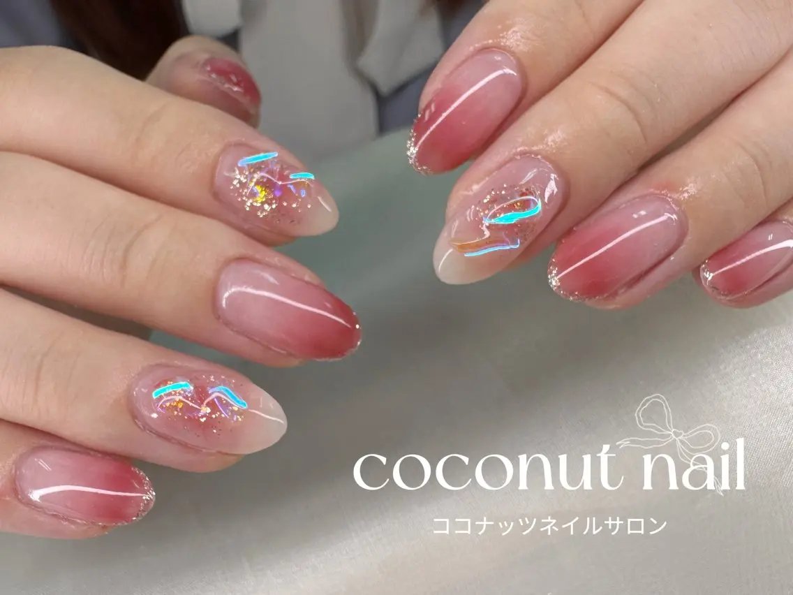 ネイル べっ甲ネイル フレンチネイル キラキラネイル マグネットネイル 大理石ネイル(マーブル) ハンドネイル 神田 ココナッツのネイルデザイン