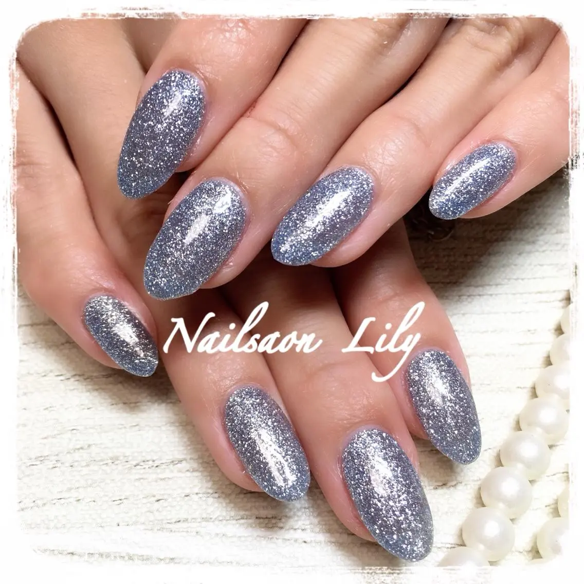 ネイル ブルー ラメ(グリッター) ハンドネイル Lily*nail 🌻Mii🌻のネイルデザイン