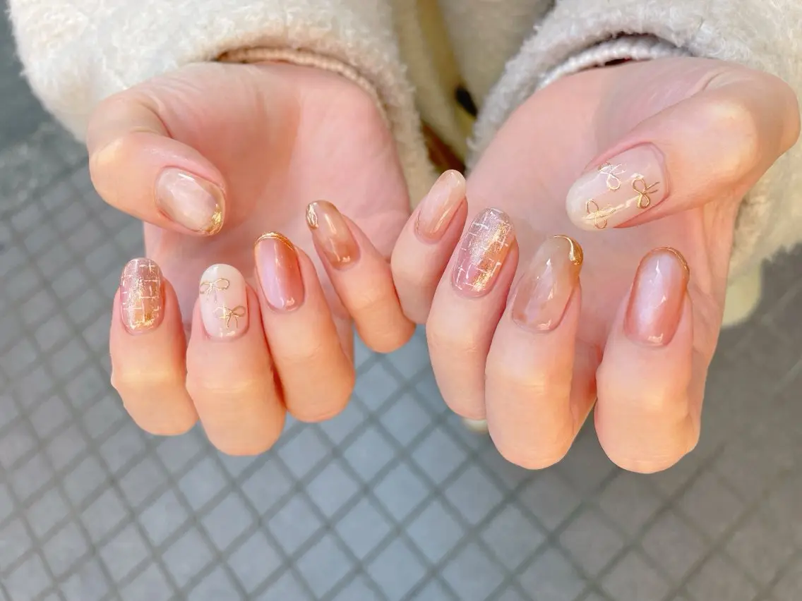 ネイル ジェルネイル ニュアンスネイル パラジェル 春ネイル nailroom OHANA🌴のネイルデザイン
