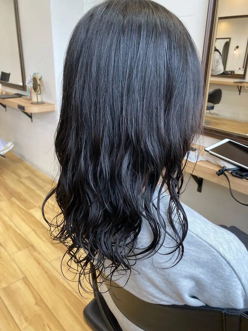 ミディアム パーマ ミディアムパーマ エアウェーブ カット パーマ 大野 まゆのヘアスタイル