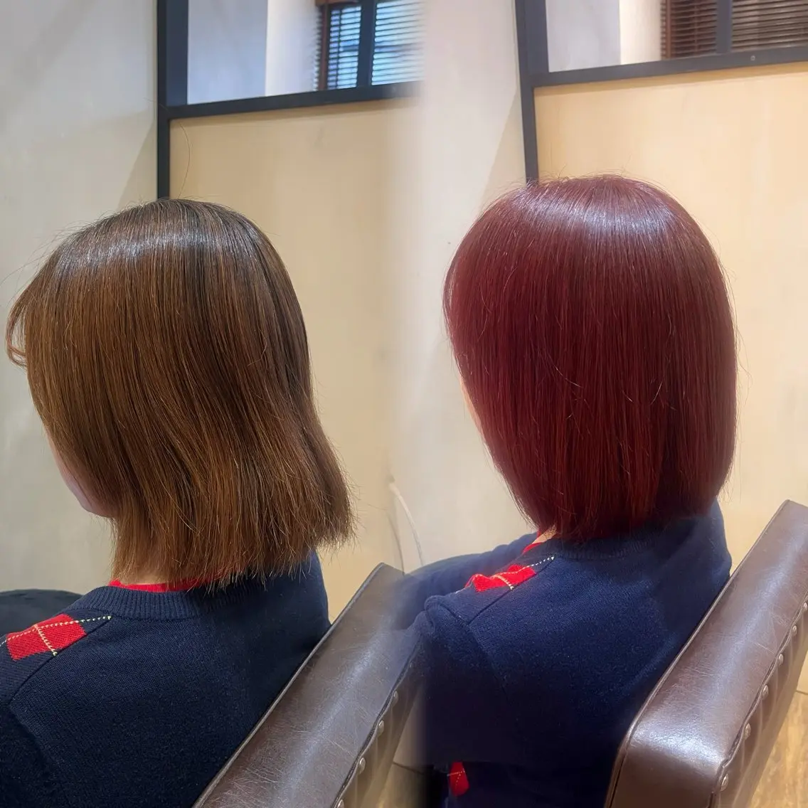 カラー レッドカラー ☁️艶カラー☁️田邉 栞璃のヘアスタイル