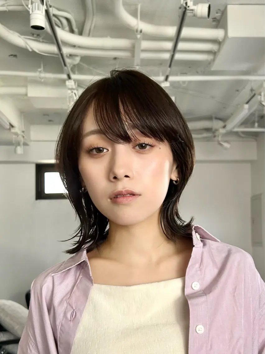 ミディアム カラー ボブ くびれヘア カット ヘアカラー トリートメント 池袋/小顔レイヤー/ 顔まわり/taigaのヘアスタイル