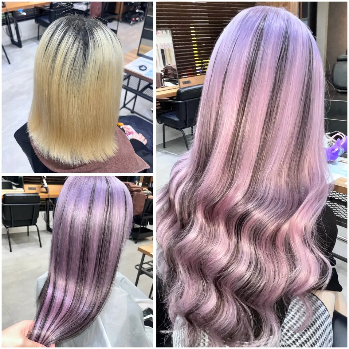 ロング カラー 黒髪 ラベンダーカラー ヘアカラー トリートメント エクステ MAKO ❤️🔥NEXTのヘアスタイル