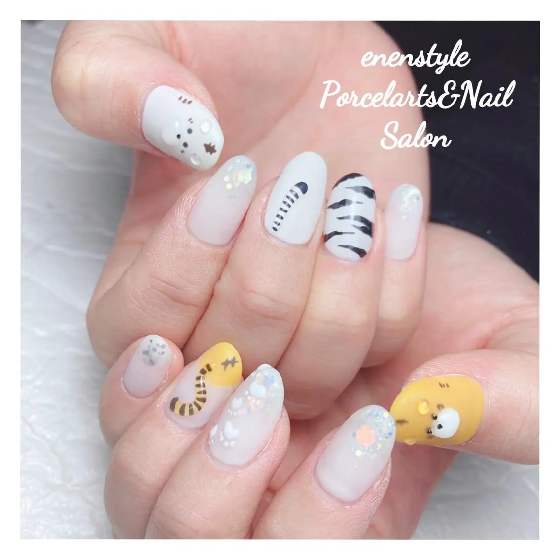 ミディアム ネイル 🐾enen style 🐾のネイルデザイン