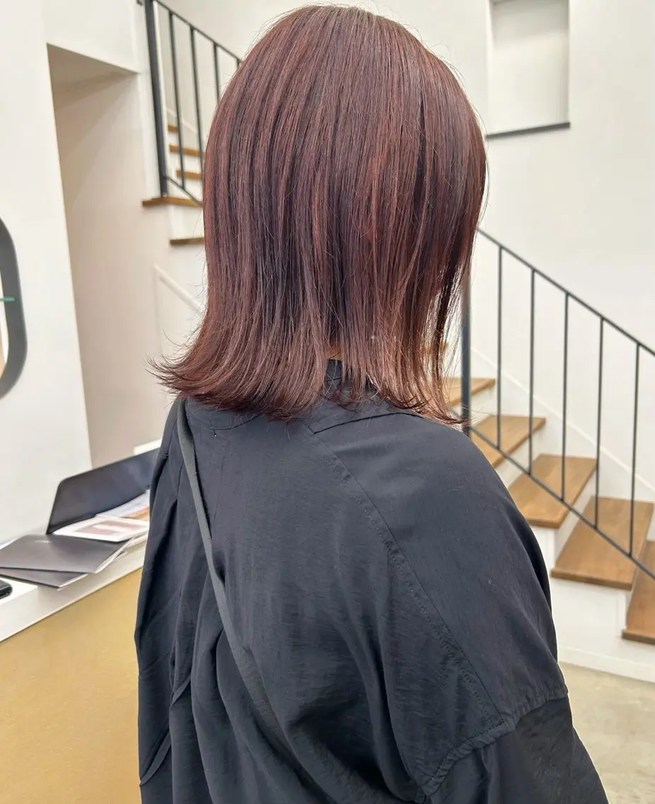 ミディアム 髪質改善 韓国風ヘア ヘアカラー 本澤 朋香のヘアスタイル