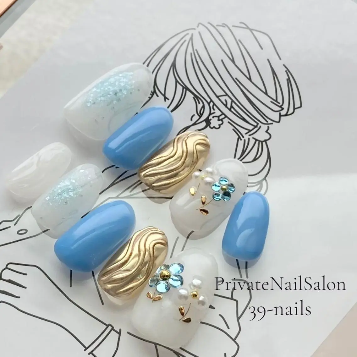 ネイル フラワーネイル ジェルネイル ニュアンスネイル ワンカラーネイル パラジェル 39-nails EharaMikuのネイルデザイン