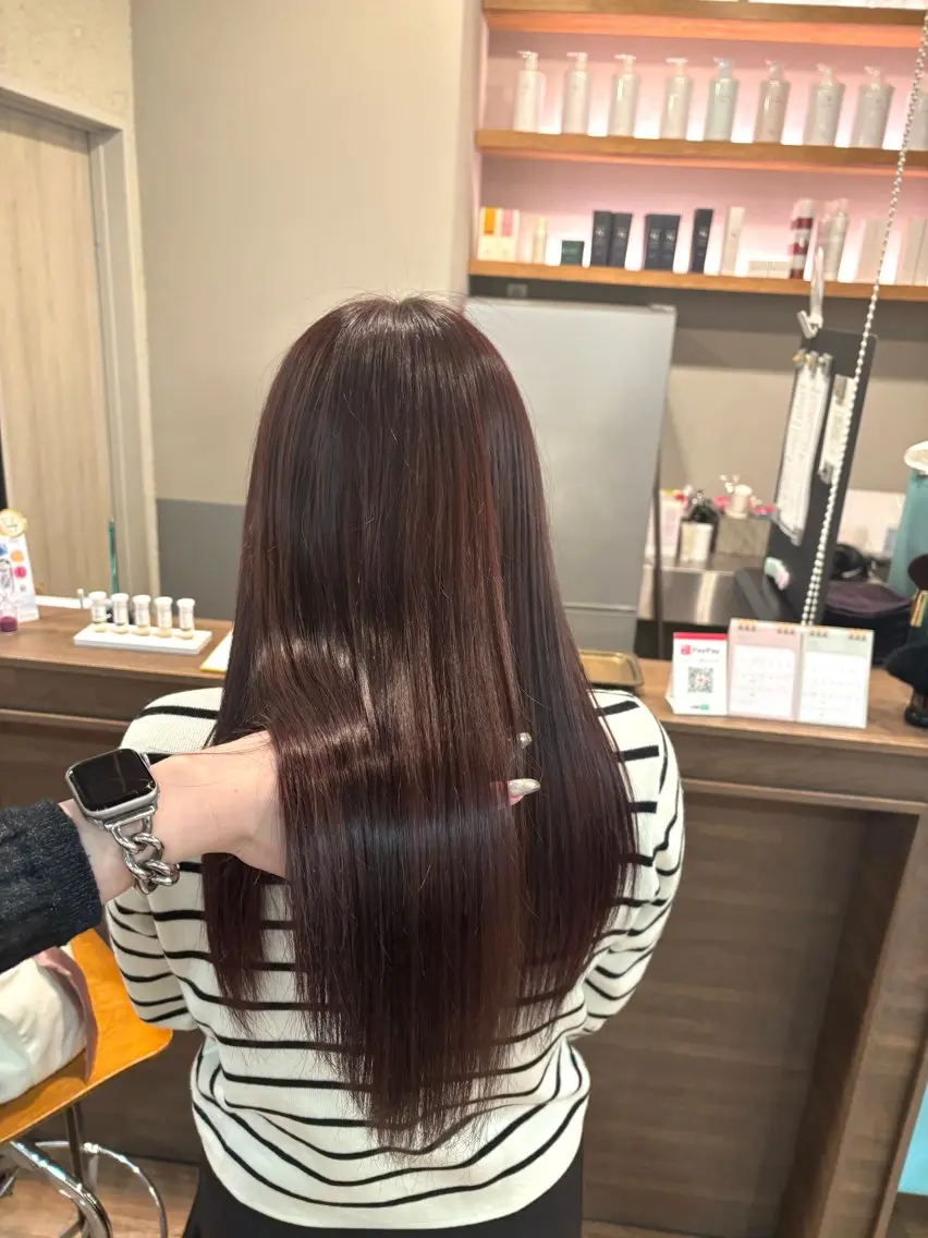 ロング ヘアカラー トリートメント あべ ゆうか🪽艶髪のヘアスタイル