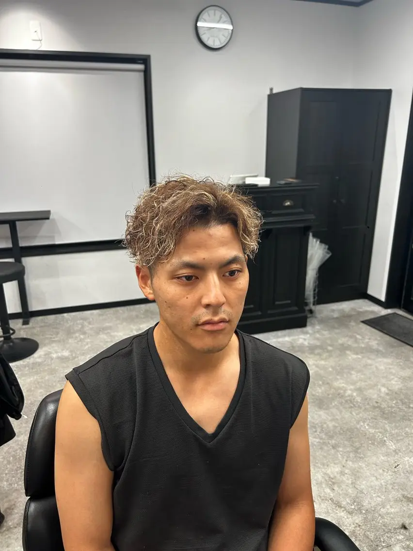 メンズカット+パーマ+メッシュの写真