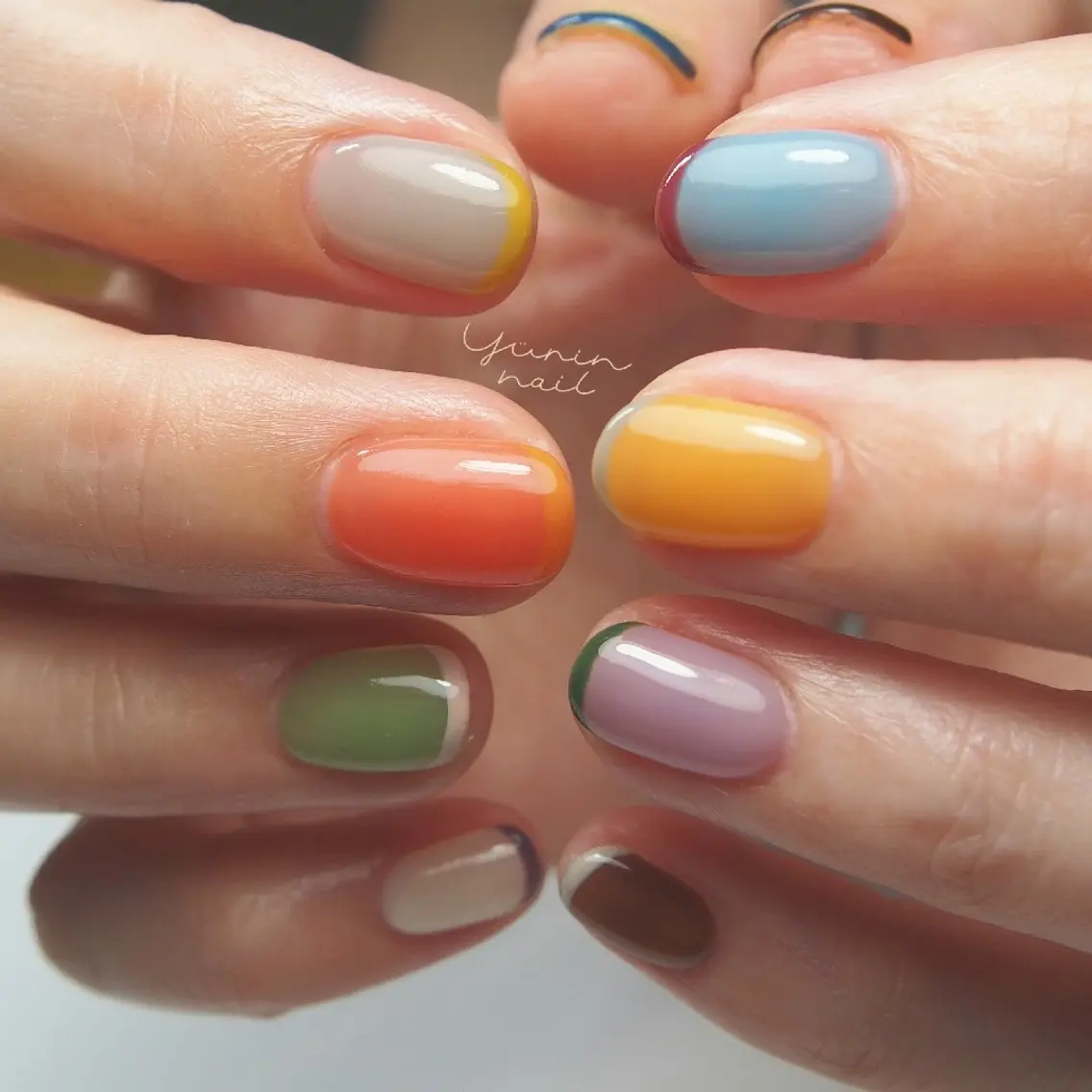 ネイル カジュアル フレンチネイル ショートネイル ショートネイル専門 yurin nailのネイルデザイン