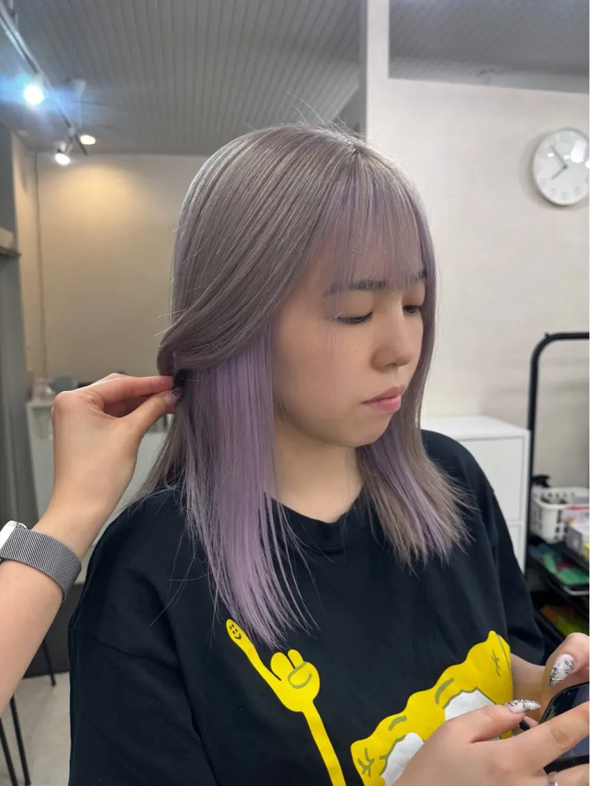 ミディアム カラー ミストバング  フェイスフレーミング 堀越 美羽のヘアスタイル