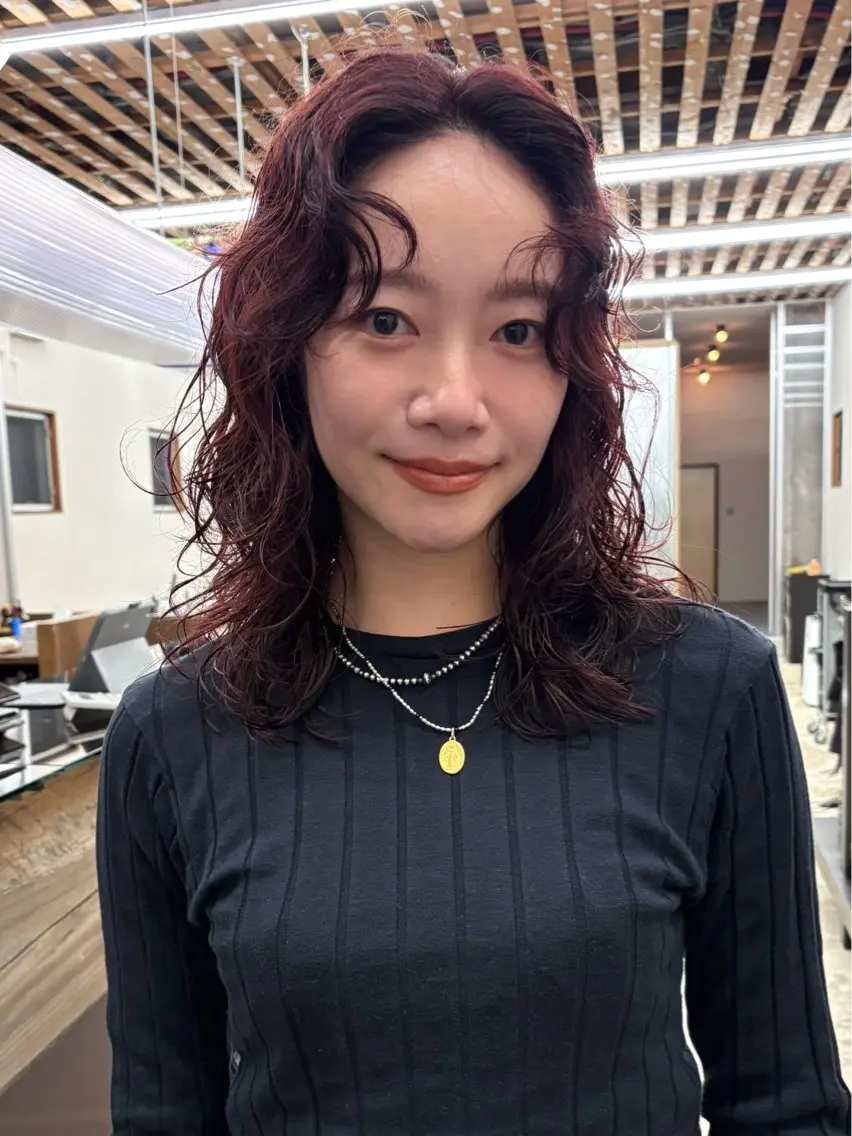 セミロング カラー パーマ カット パーマ トリートメント 渡邉 悠斗のヘアスタイル