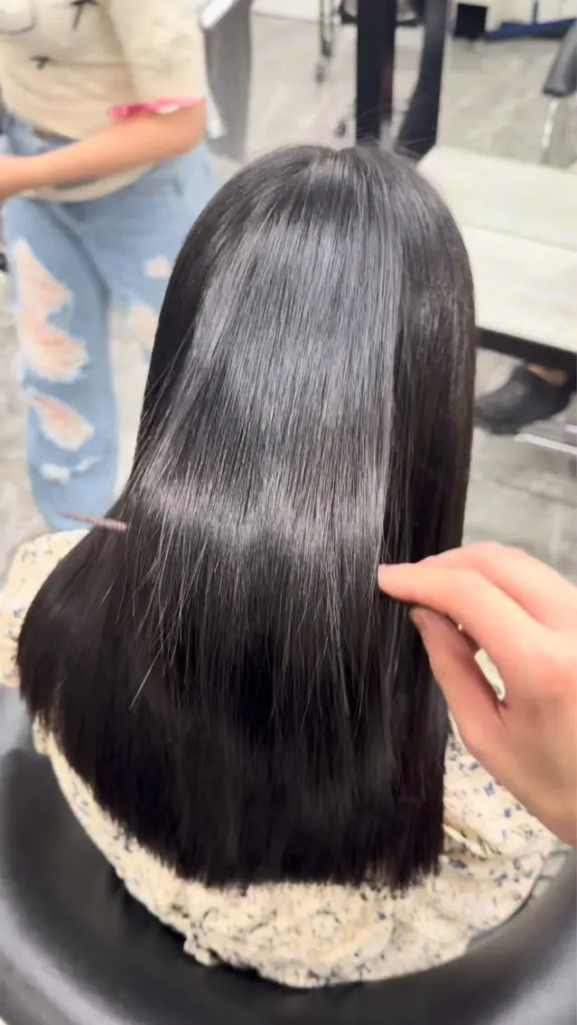 ロング カット ヘアカラー 縮毛矯正 トリートメント りきと🦋河原町 縮毛矯正/艶カラーのヘアスタイル