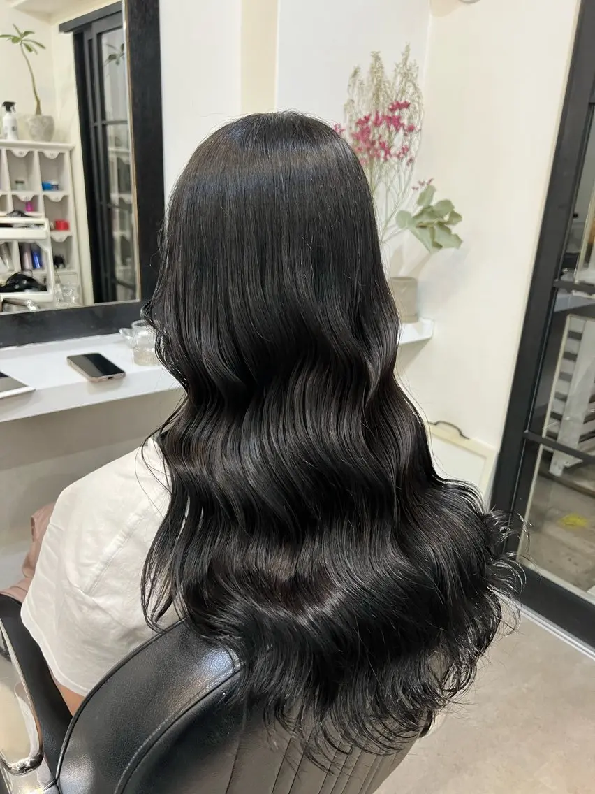ロング カラー 黒髪 透明感カラー グレーブラック 名古屋/髪質改善/ アヤカのヘアスタイル