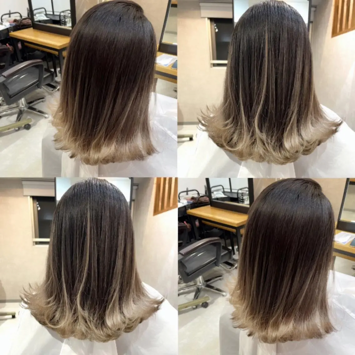 ミディアム カラー バレイヤージュ ハイライトカラー ハイライト レイヤーカット 松井那津子 /ハイライトブリーチのヘアスタイル