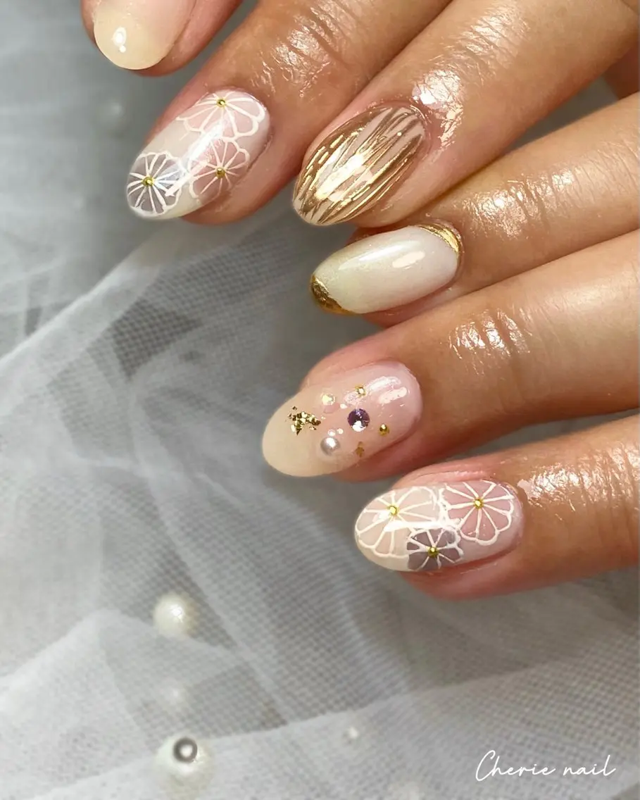 ネイル 成人式 ジェルネイル 春ネイル 冬ネイル ハンドネイル Cherienail yunaのネイルデザイン