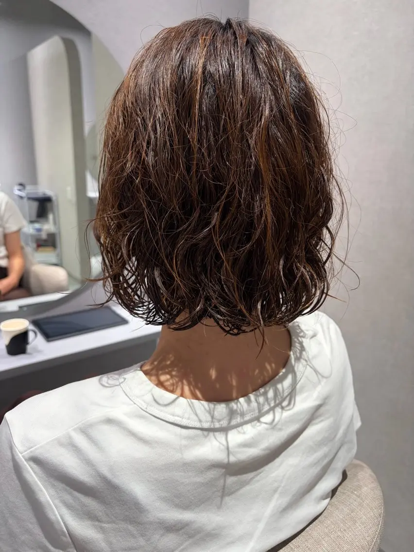 ミディアム ミディアムパーマ ボブ カット パーマ 雰囲気重視メンズ パーマ/モデル/小畑のヘアスタイル