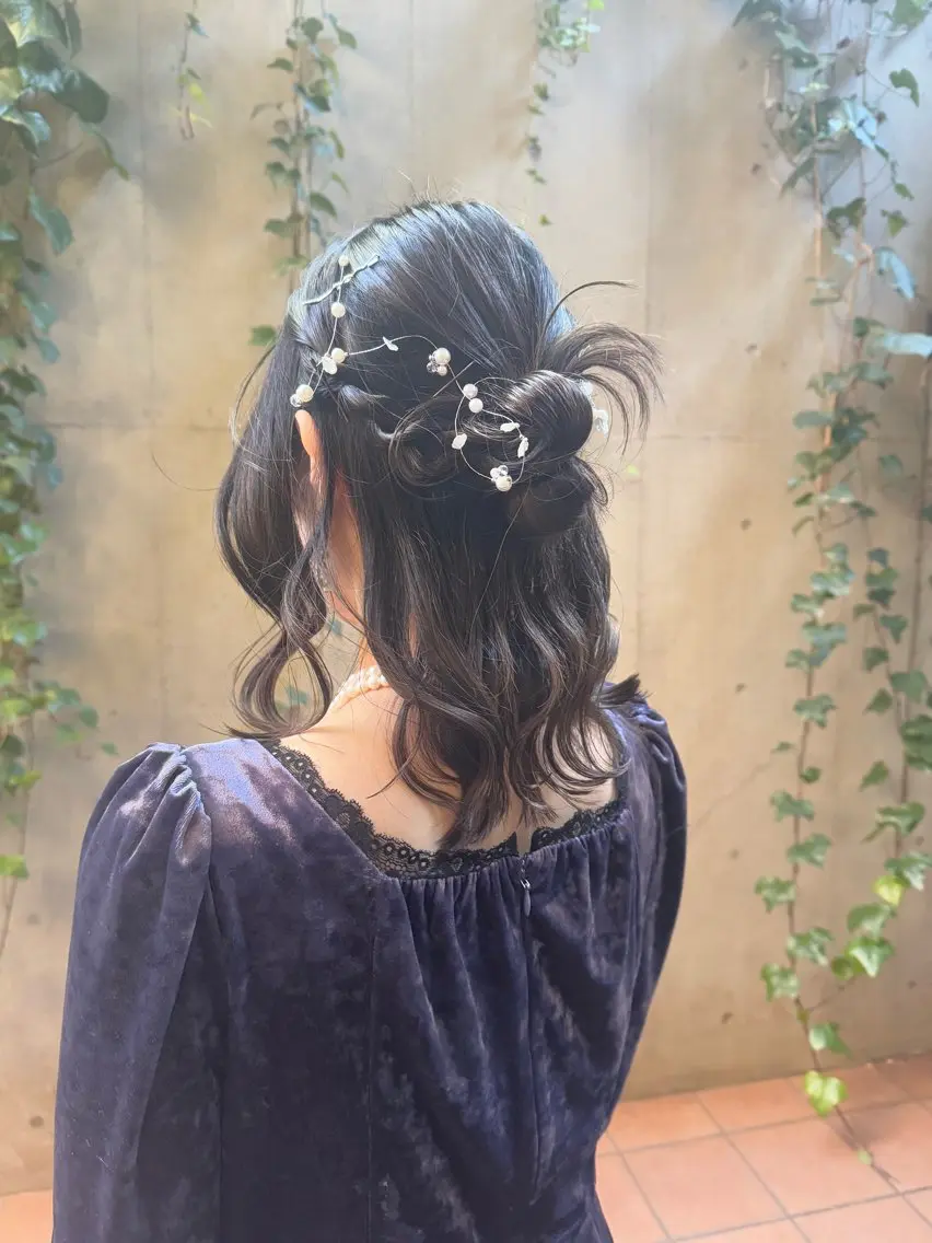 セミロング ヘアアレンジ 🎗️【ヘアセット 美眉】吉川玲🎗️のヘアスタイル