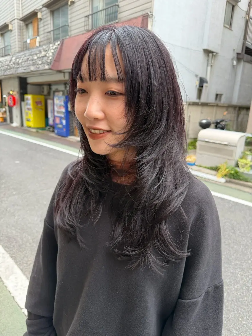 ロング カラー 透明感カラー ヘアカラー 滝天芙音【艶カラー/ ブリーチなし/川越】のヘアスタイル