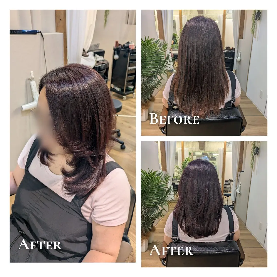 カラー セミロング ブラウンカラー ピンクカラー ピンクブラウン レイヤーカット 縮毛矯正 カット ヘアカラー トリートメント 有馬 葵のヘアスタイル