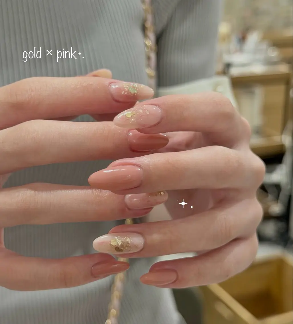 ネイル ゴールド ニュアンスネイル ピンク ハンドネイル 【ruana】 yuukiのネイルデザイン