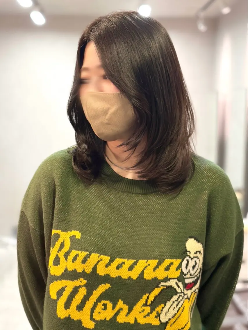 ミディアム カット ヘアカラー 前髪・顔周りカット☆ あらいみゆのヘアスタイル