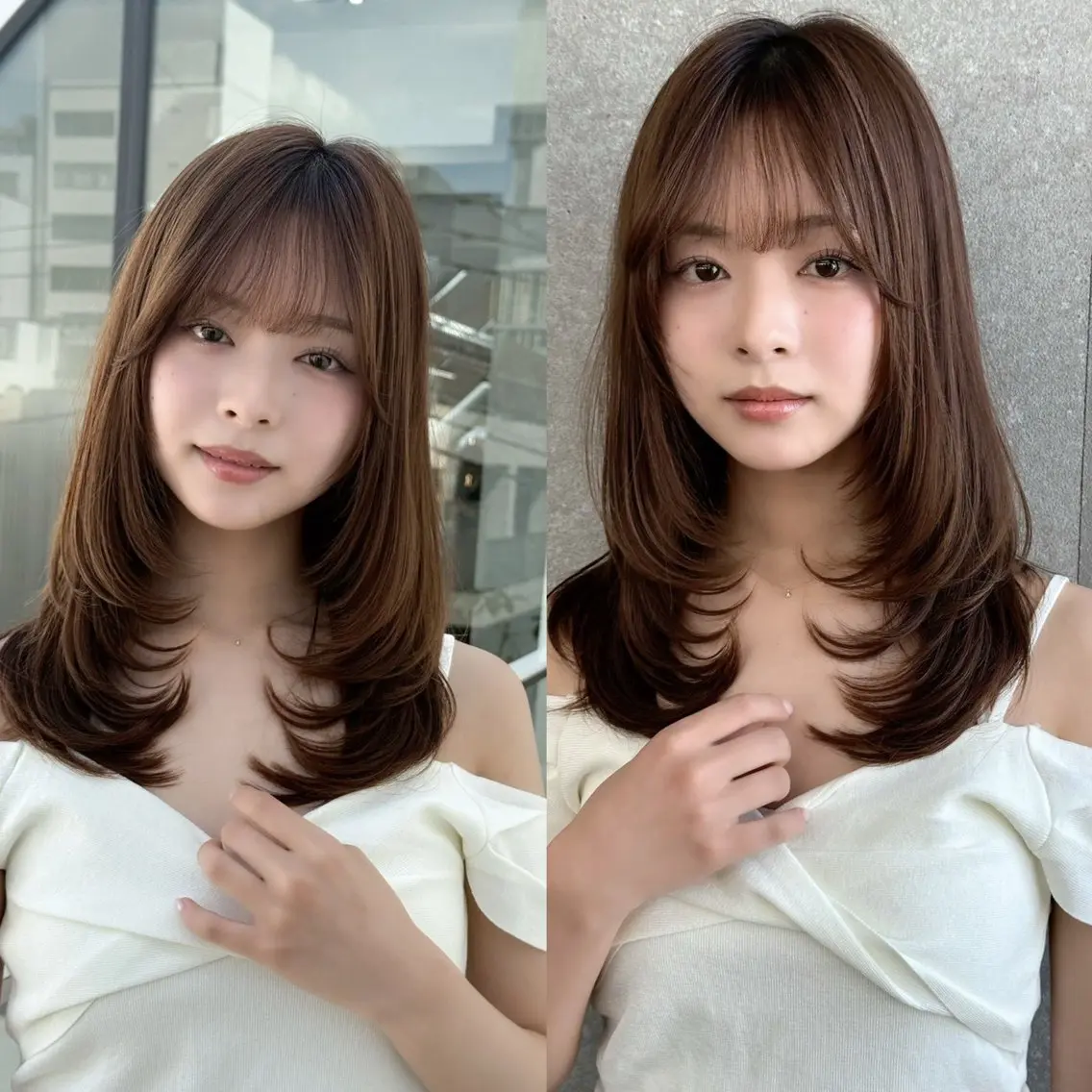 セミロング カラー ブラウンカラー ナチュラルブラウン くびれヘア 韓国風ヘア くびれレイヤー カット ヘアカラー トリートメント レイヤー/艶感カラー /メンズ/KOSEIのヘアスタイル
