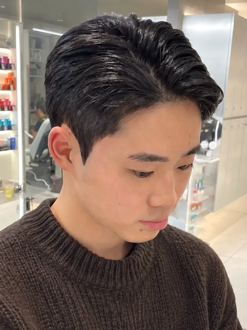 パーマ メンズ ダウンパーマ メンズパーマ カット パーマ センターパート/ マッシュ 小野 樹のヘアスタイル