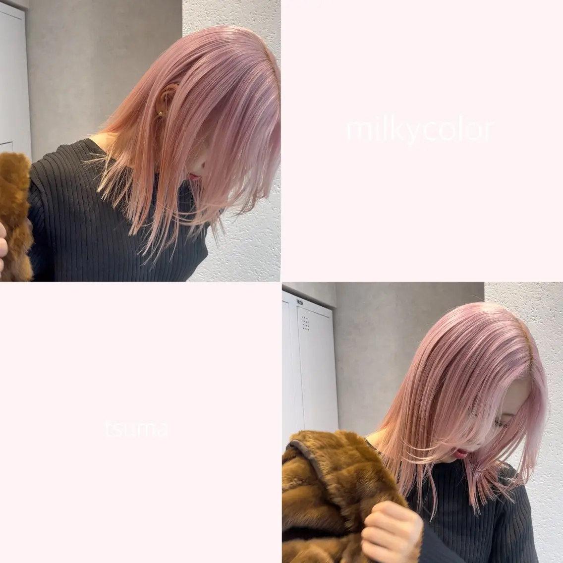 セミロング カラー 広島:ミルキーカラー tsumaのヘアスタイル