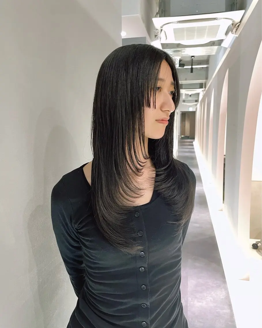 ロング 縮毛矯正 カット トリートメント 佐野 えり奈のヘアスタイル